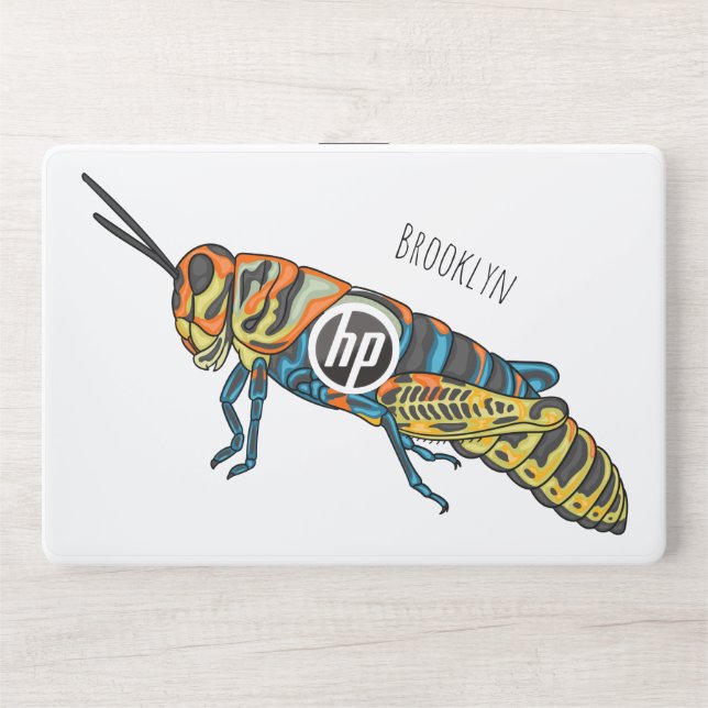 Barber pole grasshopper cartoon illustration  HP laptop skin (Front)