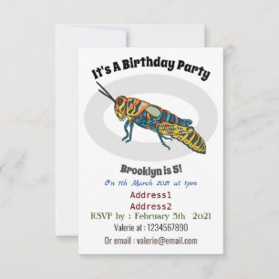 Barber pole grasshopper cartoon illustration invitation