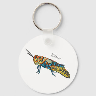 Barber pole grasshopper cartoon illustration keychain