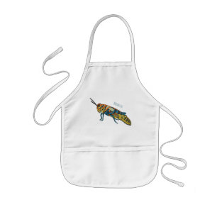 Barber pole grasshopper cartoon illustration kids' apron