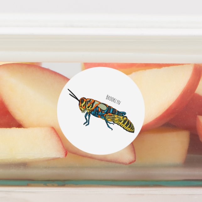 Barber pole grasshopper cartoon illustration  labels (Affixed)