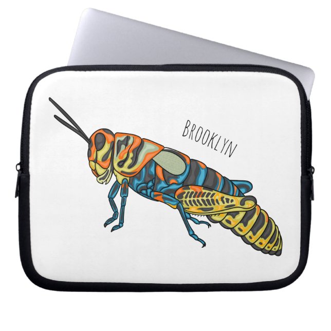 Barber pole grasshopper cartoon illustration laptop sleeve (Front)