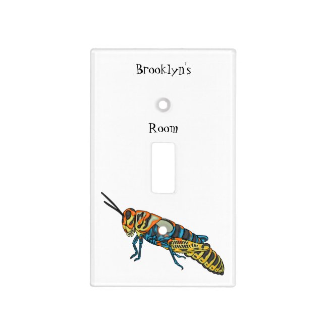 Barber pole grasshopper cartoon illustration light switch cover (Front)
