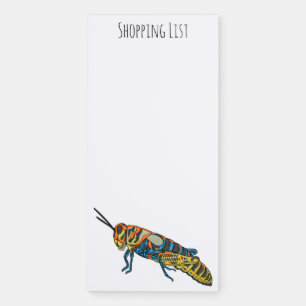 Barber pole grasshopper cartoon illustration magnetic notepad