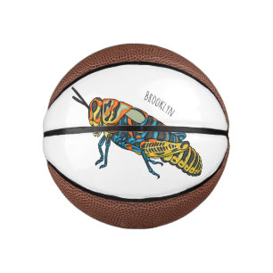 Barber pole grasshopper cartoon illustration   mini basketball