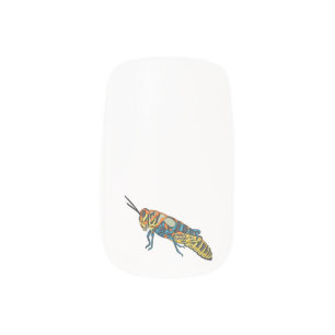 Barber pole grasshopper cartoon illustration  minx nail art