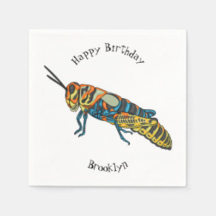 Barber pole grasshopper cartoon illustration napkins