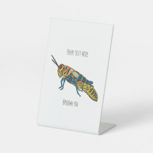 Barber pole grasshopper cartoon illustration pedestal sign