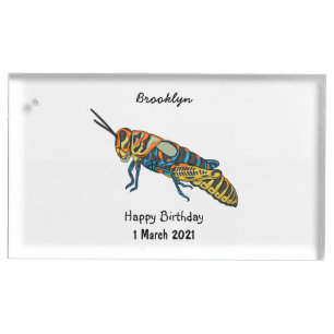 Barber pole grasshopper cartoon illustration place card holder