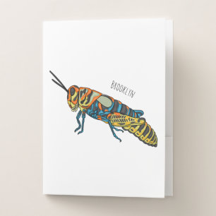 Barber pole grasshopper cartoon illustration pocket folder