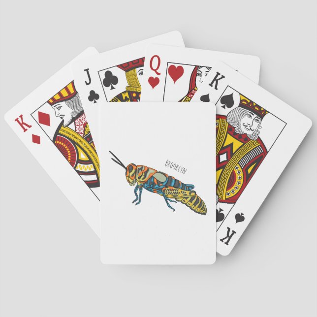 Barber pole grasshopper cartoon illustration  poker cards (Back)