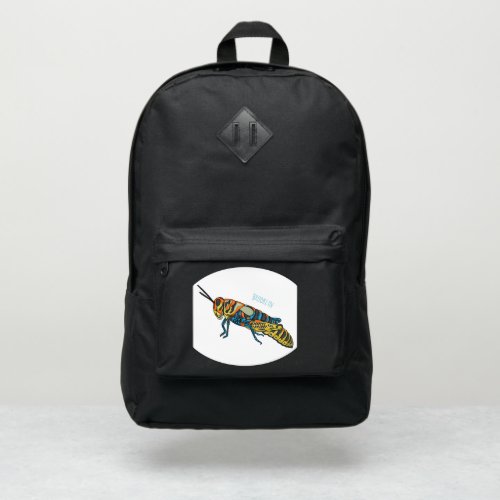 Barber pole grasshopper cartoon illustration  port authority backpack