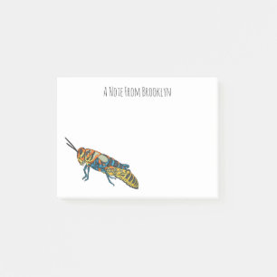 Barber pole grasshopper cartoon illustration post-it notes