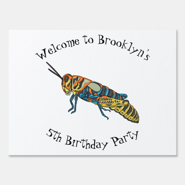 Barber pole grasshopper cartoon illustration sign (Front)