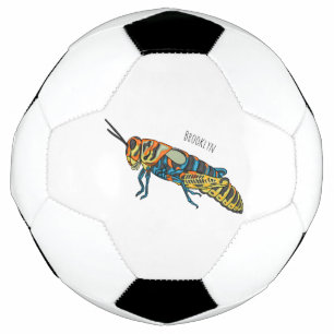 Barber pole grasshopper cartoon illustration  soccer ball