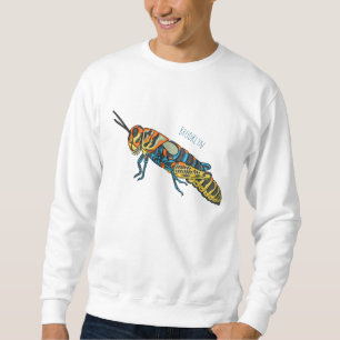 Barber pole grasshopper cartoon illustration  sweatshirt