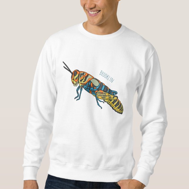 Barber pole grasshopper cartoon illustration  sweatshirt (Front)