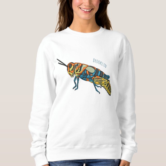 Barber pole grasshopper cartoon illustration  sweatshirt (Front)