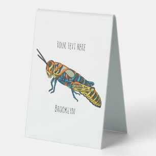 Barber pole grasshopper cartoon illustration  table tent