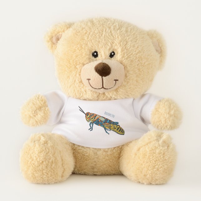 Barber pole grasshopper cartoon illustration  teddy bear (Front)