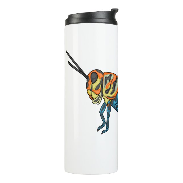 Barber pole grasshopper cartoon illustration  thermal tumbler (Rotated Left)