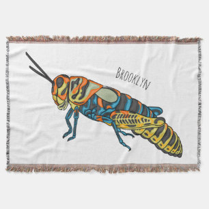 Barber pole grasshopper cartoon illustration  throw blanket