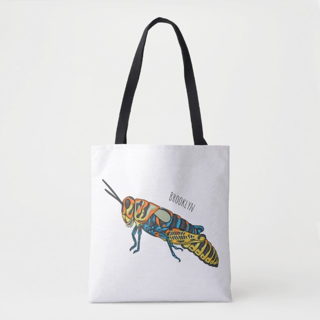 Barber pole grasshopper cartoon illustration  tote bag (Front)