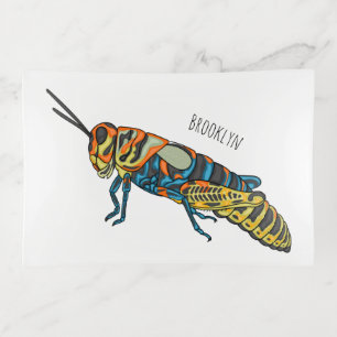 Barber pole grasshopper cartoon illustration trinket tray
