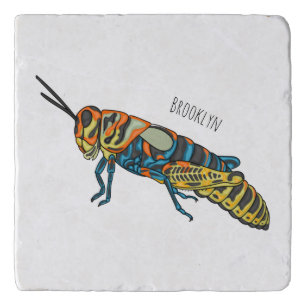 Barber pole grasshopper cartoon illustration trivet