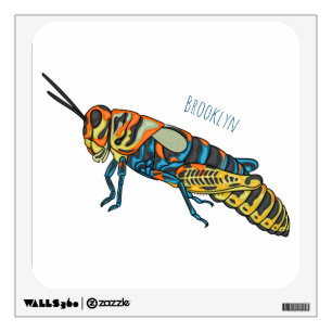 Barber pole grasshopper cartoon illustration wall decal