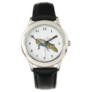 Barber pole grasshopper cartoon illustration watch