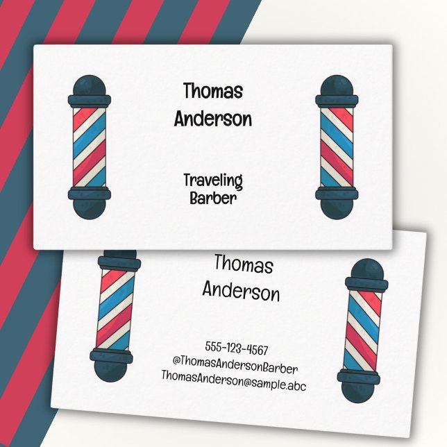 Barber Pole Hairdresser Minimalist Business Card (Creator Uploaded)