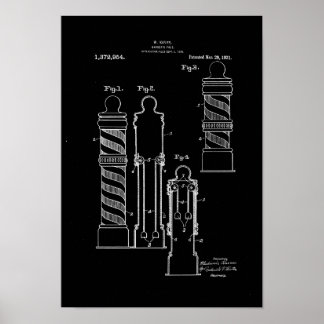 Barber Pole Illustration Black Art Poster