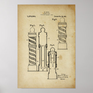 Barber Pole Illustration Old Look patent print