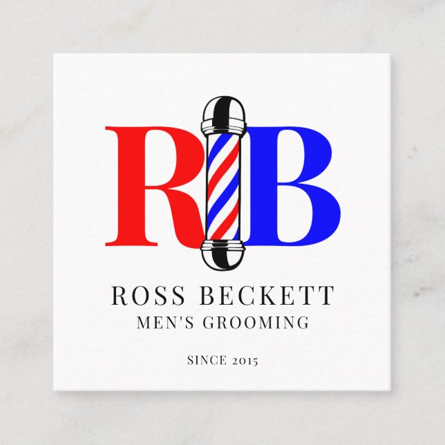 Barber Pole Logo Barber Hair Stylist Business Card (Front)