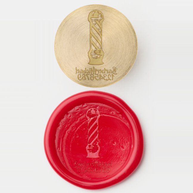 Barber pole logo icon wax seal stamp