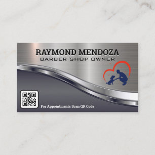 Barber Pole Logo   QR Code   Scissors Business Car Card