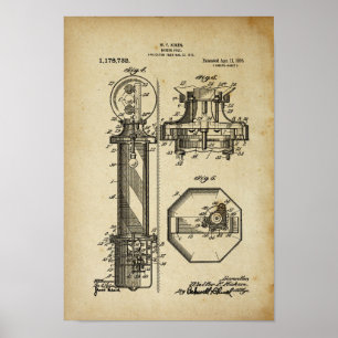 Barber Pole Poster Patent Illustrations Old Look