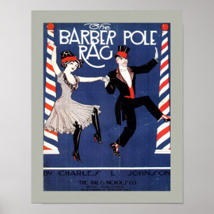 BARBER POLE RAG Vintage Sheet Music Cover Copy Poster