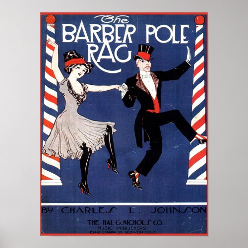 Barber Pole Rag Vintage Sheet Music Cover Image Poster