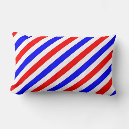 Barber Pole Red White Blue Stripes Lumbar Pillow