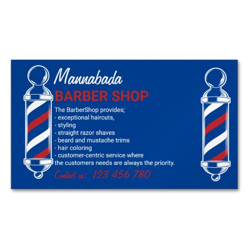 Barber Pole Salon Blue Navy Business Card Magnet