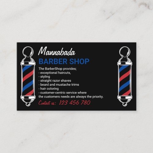 Barber Pole Salon Details Business Card