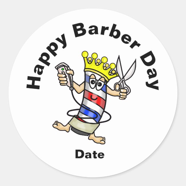 Barber Pole Sticker for Barber Day (Front)