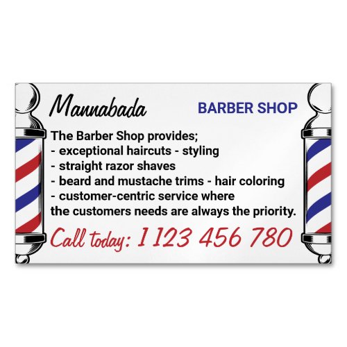 Barber Pole Supply Services Business Card Magnet