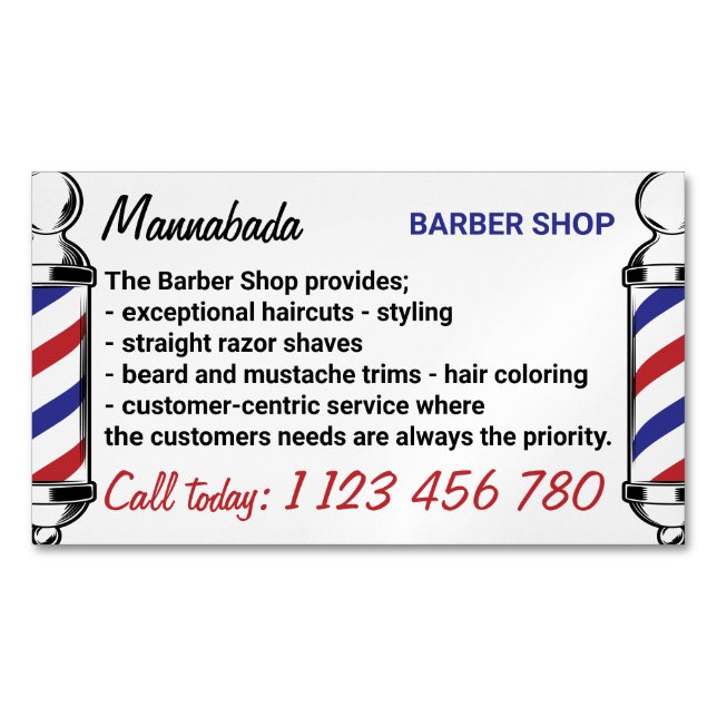 Barber Pole Supply Services Business Card Magnet (Front)