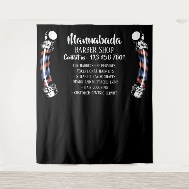 Barber pole supply shop custom photo booth tapestry