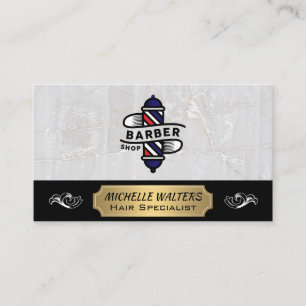 Barber Pole White Marble Business Card