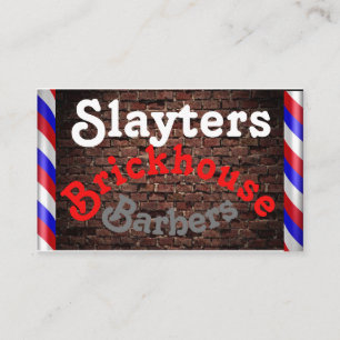 Barber Poles and Brick Wall Background on a Business Card