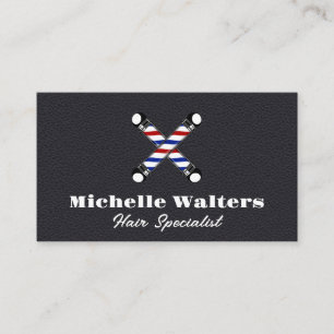 Barber Poles Logo Leather Texture Business Card
